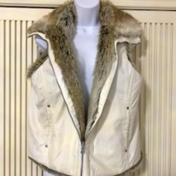 Cream and Fur reversible vest -L - Picture 1 of 5